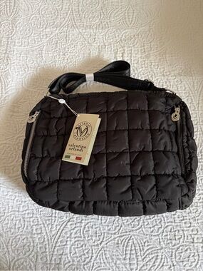 NWT Valentino Orlandi Nylon Quilted Black Crossbody/Shoulder Bag